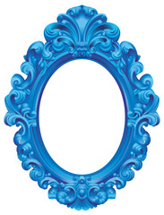 Cadre baroque ovale bleu