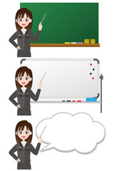 女性 黒板 ホワイトボード