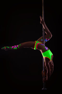 Image of flexible pole dancer, isolated on black