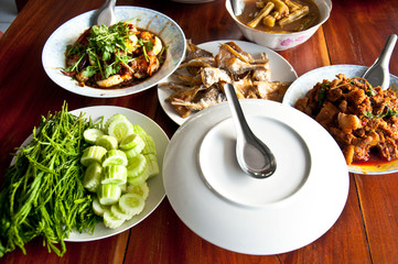 Set of Thai food popular menu