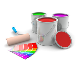 Three Tin of Paint and Swatch