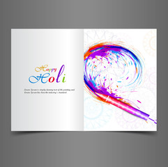 Beautiful greeting card with colorful indian festival holi text