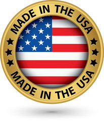 Made in the USA gold label, vector illustration