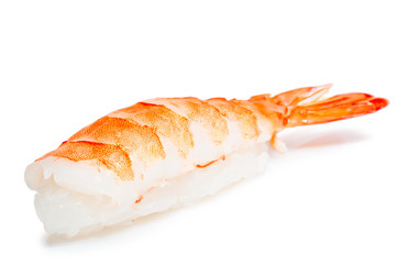 Sushi shrimp and rice on a white background