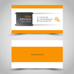 business card with orange lines