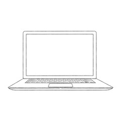 Hand-drawn outlined laptop vector illustration