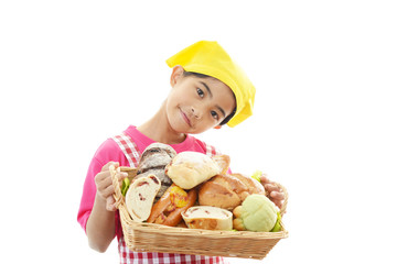 パンを持つ笑顔の女の子