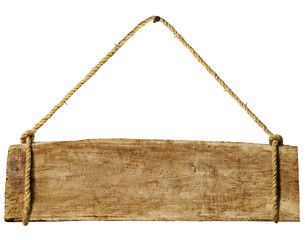 Wooden Sign Hanging from a Rusty Nail
