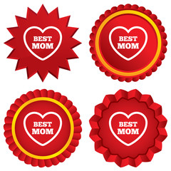 Best mom sign icon. Heart love symbol.