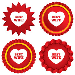 Best wife sign icon. Heart love symbol.