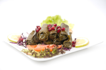 Stuffed vine leaves plate lebanese cuisine