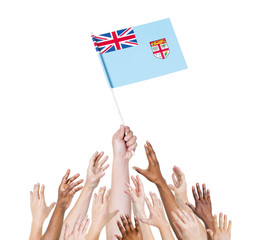 Human Hand Holding Fijian Flag