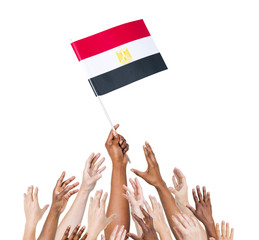 Human Hand Holding Egypt Flag