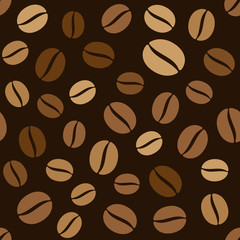 Obraz premium Coffee Beans Seamless Pattern on Dark Background