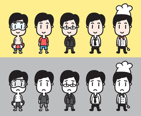 vector cartoon men characters set