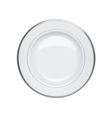 Plate with silver rims on white background. Vector illustration - 62399544