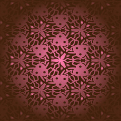 Abstract seamless background with brown and pink leaves