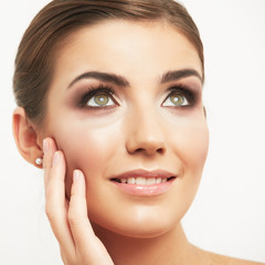 Obraz premium Close up portrait of beautiful young woman face.