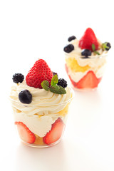 Strawberry trifle in a glass