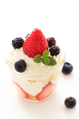 Strawberry trifle in a glass