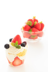 Strawberry trifle in a glass