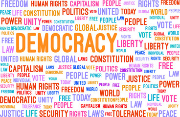 Fototapeta premium Democracy Word Cloud Concept Vector Illustration