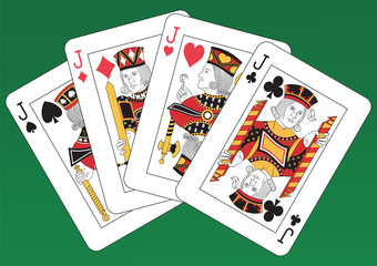 Four Jacks playing cards. Original figures