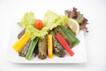 Stuffed vine leaves plate lebanese cuisine