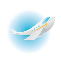 vector airplane icon. cartoon plane in blue sky