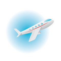 vector airplane icon. cartoon plane in blue sky