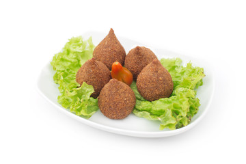 Lebanese Food of Fried Kibe Isolated on white
