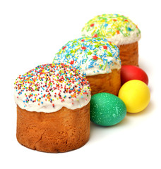 Easter cake with decorated eggs