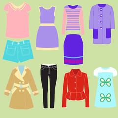 colorful set collection of clothes for girls
