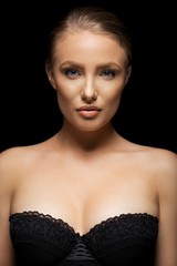 Stunning young model in black bra