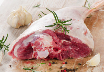 Raw lamb leg