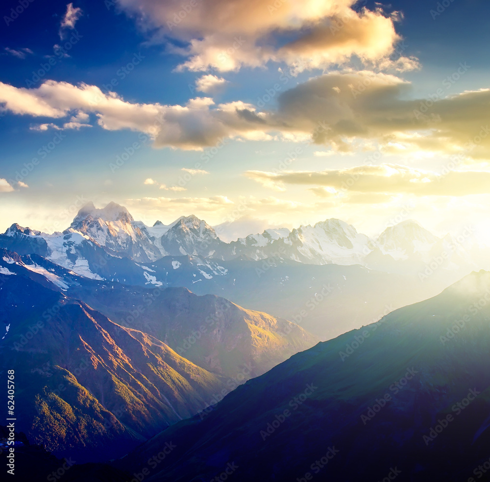 Canvas Prints Mountains during sunset. Beautiful natural landscape