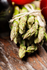 Assortment of fresh asparagus close up
