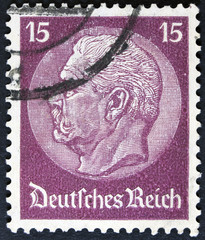 A stamp printed in Germany shows portrait of Paul von Hindenburg