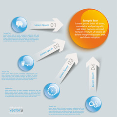 Naklejka premium Paper 8 Arrows Blue Orange Edge Buttons