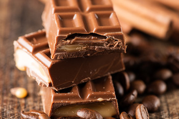 Chocolate candy bar cofee beans cinnamon macro