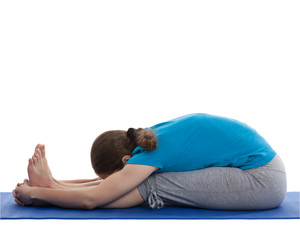 Fototapeta na wymiar Yoga - young beautiful woman doing yoga asana excerise isolated