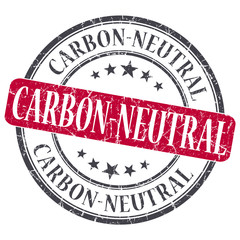 Carbon Neutral red grunge round stamp on white background