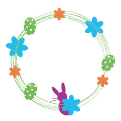 floral wreath,easter bunny,eggs,vector,modern,free