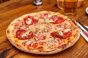 Pizza in restaurant