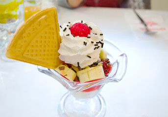 Ice cream with a cherry