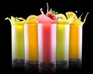 Brushed aluminium prints Juice tasty summer fruits with juice in glass