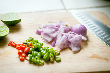 Red onion chopped, chilli chopped  and lemon