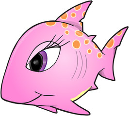 Pink Girl Shark Vector Illustration Art