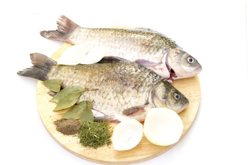 Raw fish crucian with spices