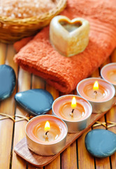 sea salt, soap and towel